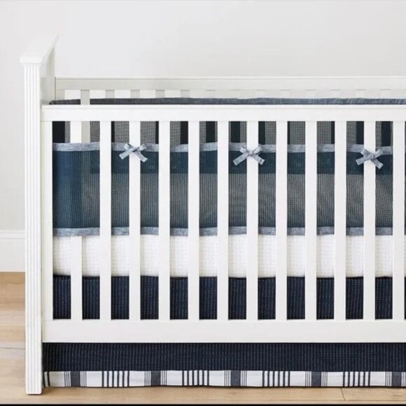 BreathableBaby For Pottery Barn Baby Linen Mesh Liner, Indigo - Picture 1 of 7